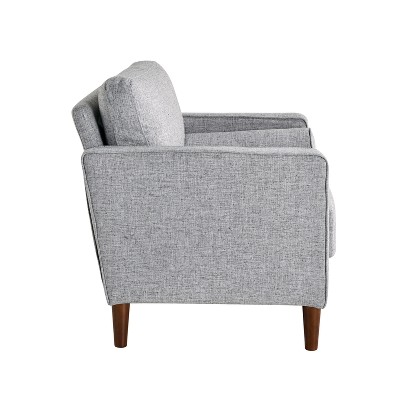 Light Gray Tufted Fabric Accent Chair with Wood Legs
