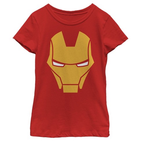 Girl s Marvel Iron Man Helmet T Shirt Red Large