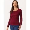 Allegra K Women's Slim Fit Sheer-Long-Sleeves Flower Embroidery Lace Top - 3 of 4