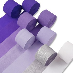 PartyWoo Crepe Paper Streamers Purple Dark Pastel White 8 Rolls 656 ft 1.8 Inch x 82 Ft Roll - 1 of 4