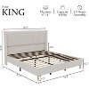 Bed Frame, Corduroy Upholstered Bed Frame with Wingback Headboard, No Box Spring Needed, Solid Wooden Slats, Noise Free, Beige - 2 of 4