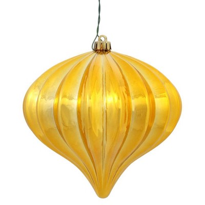 3ct Vickerman 5.7" Shiny Onion Ornament, UV Coated Ornament Set Honey Gold