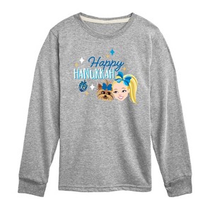 Boys' JoJo Siwa Happy Hanukkah Long Sleeve Graphic T-Shirt - Athletic Heather - Large - 1 of 4