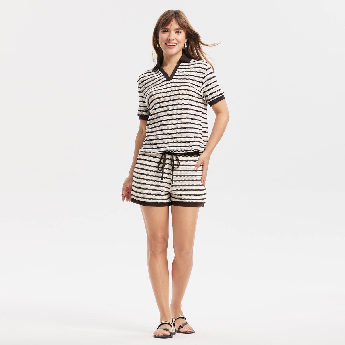 Women's Short Sleeve Knit Polo Collar Top - A New Day™ - thumbnail 3