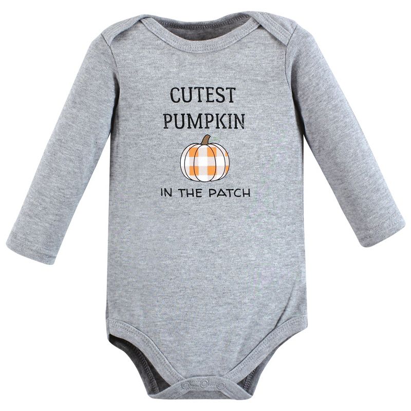 Hudson Baby Infant Boy Cotton Long-Sleeve Bodysuits, Pumpkin Truck 3-Pack, 6 of 7