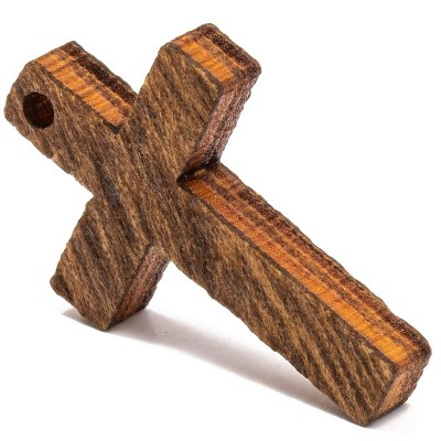 Bright Creations 100-Pack Small Wood Cross Pendants Charms for Arts and Crafts Church Home Decor Easter Crafts, 1 in