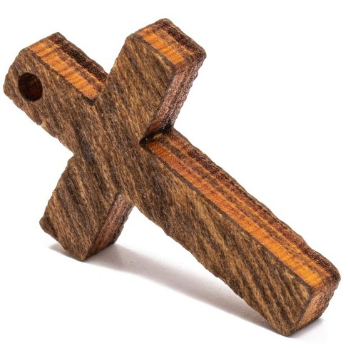 Religious Wood Jewelry and Pendant charm. Wood Cross Necklace