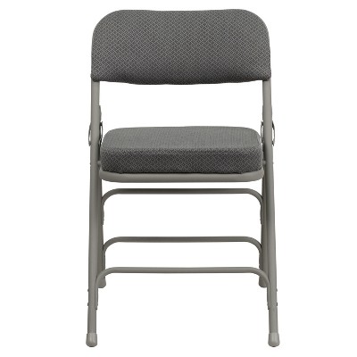 Gray Fabric Upholstered Armless Metal Folding Chairs, Set of 2