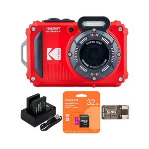 Kodak PIXPRO WPZ2 16MP Waterproof Camera Red with 32GB Card 2 Batteries, Charger - 1 of 4