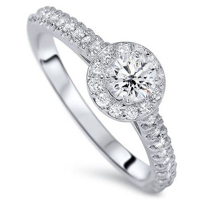 Pompeii3 1/2CT Halo Diamond Engagement Ring 14K White Gold