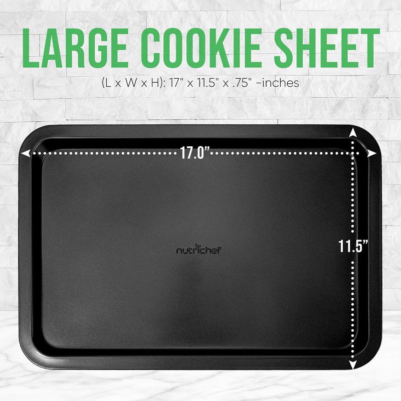 NutriChef 17” Non Stick Cookie Sheet, Large Gray Commercial Grade, 2 of 7