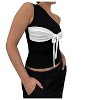 Women's One Shoulder Contrast Tie Chest Tank - Et Clet L - 3 of 4