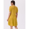 Allegra K Women's Round Neck Short Puff Sleeve Tiered Boho Smocked Dresses - 3 of 4