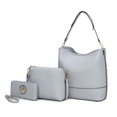 MKF Collection Wren Vegan Leather Women’s Hobo with Pouch and Wristlet Wallet by Mia K- 3 pieces