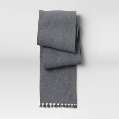 108" x 14" Cotton Textured Runner Gray - Threshold™