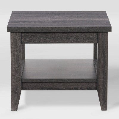 Hollywood Side Table with Shelf Dark Gray - CorLiving: Laminated MDF, Modern Design, Fixed Storage Shelf