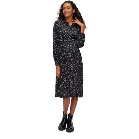 Belted Shirt Dress Black Scattered Petals S A Pea In The Pod Target