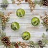 National Tree Company First Traditions Christmas Tree Ornaments, Yellow with Glitter Stripes, Set of 6 - 2 of 4