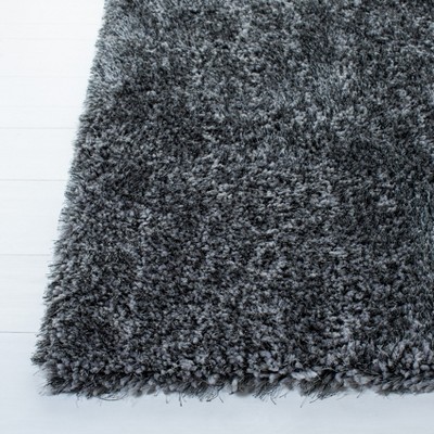 Handmade Luxe Gray Shag Wool-Blend Round Rug, 36 in
