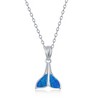 Opalata Sterling Silver Blue Inlay Opal Whale Tail Earrings and 18" Pendant Necklace Set - 2 of 4
