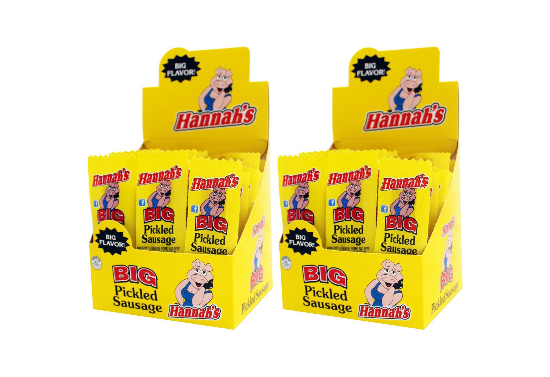 Hannah's 1.7oz Big Pickled Sausages (With Pork) 20-ct Boxes - 2 Boxes