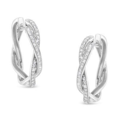 Haus of Brilliance Silver 3/4 Cttw Diamond Hoop Earring