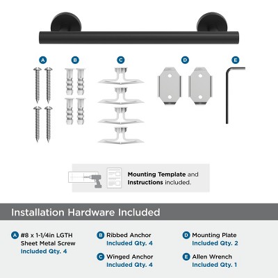Matte Black Wall Mounted Metal Towel Bar