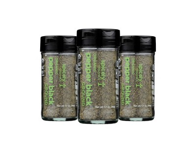 Spicely Organics - Organic Peppercorn - Black Ground - Case of 3/1.7 oz