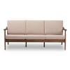 Venza Mid-Modern Walnut Wood Fabric Upholstered 3 Seater Sofa - Baxton Studio: Rubberwood Frame, Polyester - 2 of 4