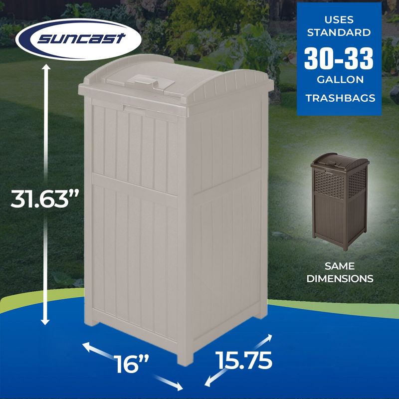 Suncast GH1732J Trashcan Hideaway Outdoor 33 Gallon Garbage Waste Bin, 3 of 7