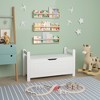 Kids Toy Box Chest, White Rubber Wood Toy Box for Boys Girls, Large Storage Cabinet with Flip-Top Lid/Safety Hinge, Toy Storage Organizer Trunk - 3 of 4