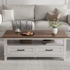 Living Room Coffee Table with Storage Drawers, Farmhouse Coffee Table, Heavy Duty Table Metal Handles for Living Room Office - 3 of 4