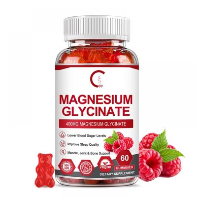 GPGP GreenPeople Magnesium Glycinate Gummies 400mg - with Calcium, Potassium, Vitamin D for Immune Health - 60 Ct (Raspberry)