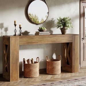 Tribesigns 63-Inch Long Console Table, Farmhouse Entryway Table with 2 Drawers for Entrance, Hallway, Living Room - 1 of 4