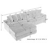 L Shaped Corduroy Sofa with Storage Armrests,4 Seat Sofa with Reversible Chaise Lounge for Living Room,Corduroy Sofa with Cup Holders-Koiai - 4 of 4