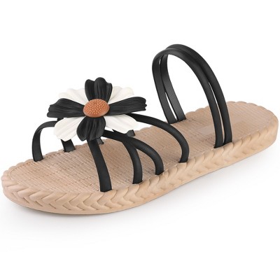 Allegra K Women's Espadrille Sunflower Decor Slip-on Strappy Beach Sandals