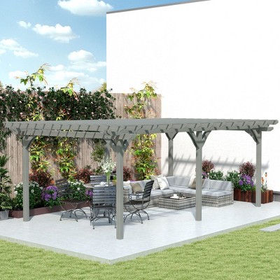 Gray Fir Wood 12' x 20' Outdoor Pergola Gazebo