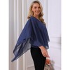 INSPIRE CHIC Women's Lightweight V Neck Flowy Casual Asymmetrical Hem Chiffon Cloak Blouse - 3 of 4