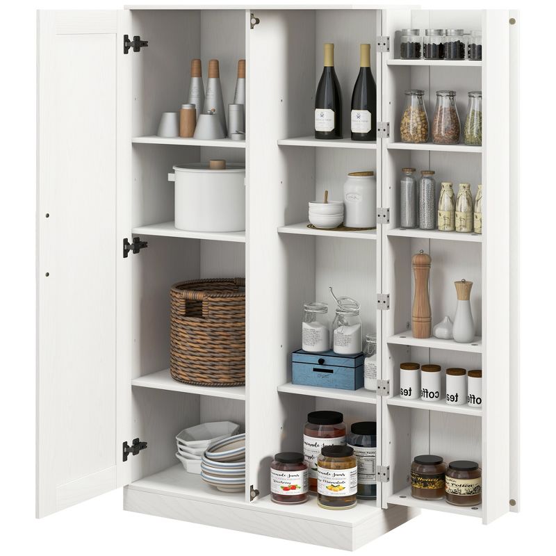 HOMCOM Kitchen Pantry Storage Cabinet, 14-Tier Freestanding Kitchen Cupboard with Adjustable Shelves for Living Room, Dining Room Storage, White, 4 of 7