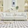 GDFStudio Congreve Modern 97" Wood and Teddy Velvet Sofa with Pillows - 2 of 4