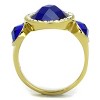 Slickblue Women's Gold Three-Stone Ring with Sapphire Center – Stainless Steel, Clear Accents, Sizes 5 to 10 - 3 of 4