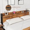 Full Size Bed Frame with Charging Station and USB Ports, Industrial Full Bed Platform with Headboard - 3 of 4