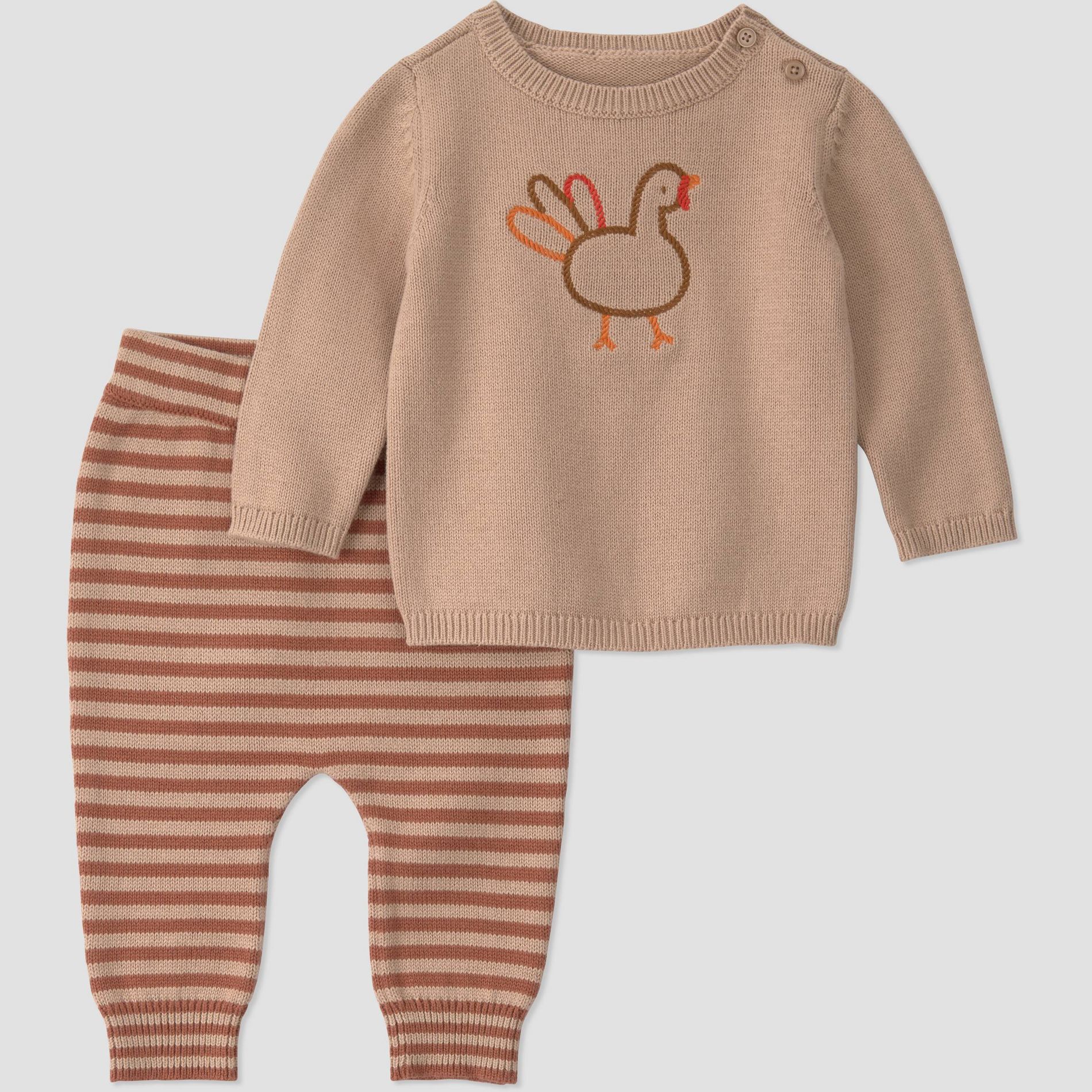 Carter's Just One You® Baby 3pc Turkey Sweater Set - Brown