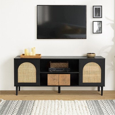 Norbert  TV Stand for TVs up to 65" OAK with Push-to-open Doors | KARAT HOME