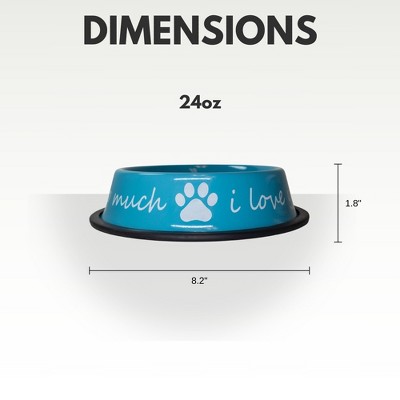 I Love You So Much Blue Stainless Steel Elevated Dog Bowl (24oz)