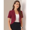 Allegra K Women's Business Casual Open Front Notch Lapel Lightweight Short Sleeve Cardigan Blazer - 2 of 4