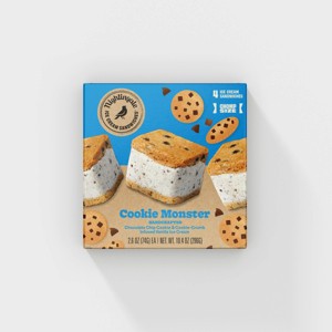 Nightingale Cookie Monster Ice Cream Sandwiches Chomp Size - 10.4oz/4ct - 1 of 4