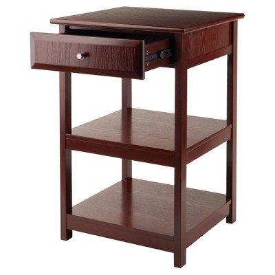 Walnut Composite Wood Printer Table with Drawer and Shelves
