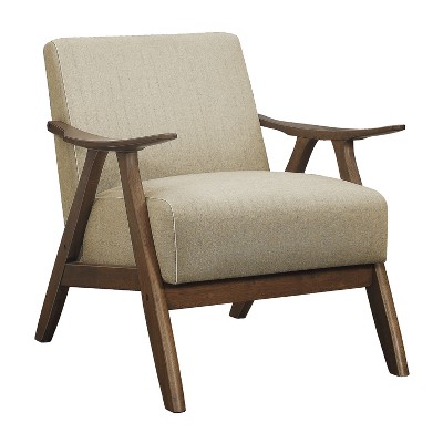 CENGHU Modern Accent Chair, Fabric Upholstered 1pc Arm Chair, Living Room Chair with Walnut Finish Wood, Cushion Back and Seat Furniture