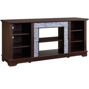 NicBex TV Stand for TVs up to 65 Inches,Farmhouse TV Media Console Table with Faux Stacked Stone Surround and Open Shelves - 1 of 3
